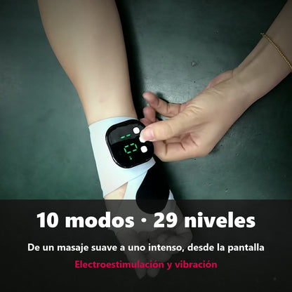 Pantalla del Urban Lux EMS Pro en la muñeca: 10 modos y 29 niveles de intensidad