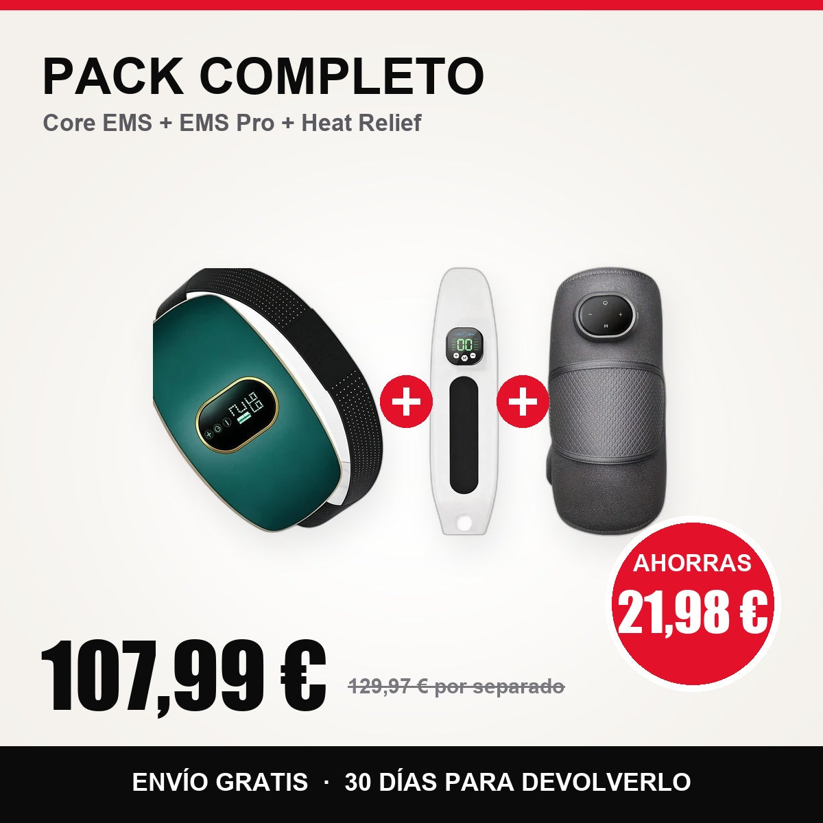 Pack Completo: Core EMS + EMS Pro + Heat Relief, 107,99 €, ahorras 21,98 €